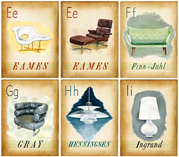 E-I Mid Century Design Icons Painted by Jen Renninger