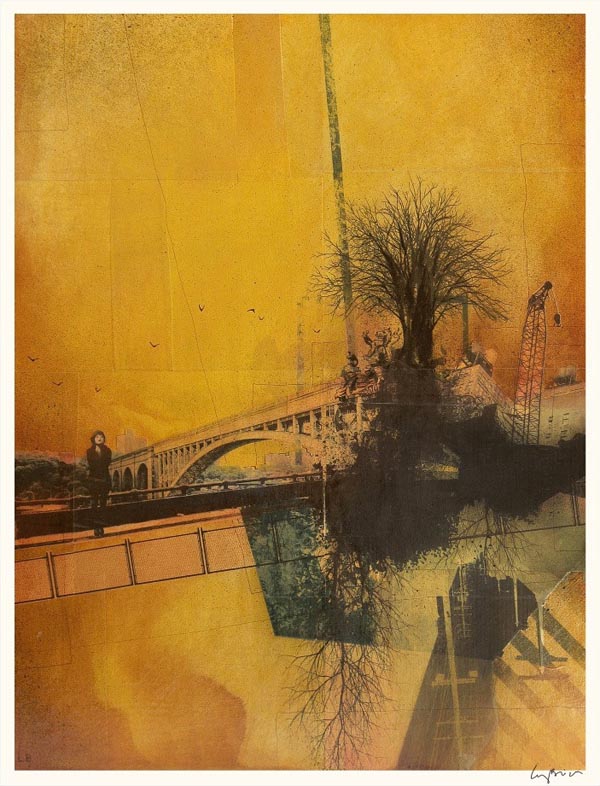 Signed fine art reproduction of the original mixed media painting "Crossing Over" by Liz Brizzi