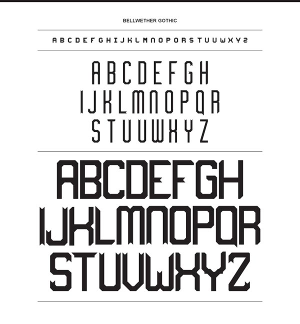 Custon Typeface Bellwether Gothic