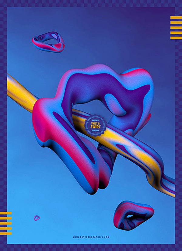 Twist & Swirl - Experimental Artwork with Cinema4D by Julien Rivoire / Bastardgraphics