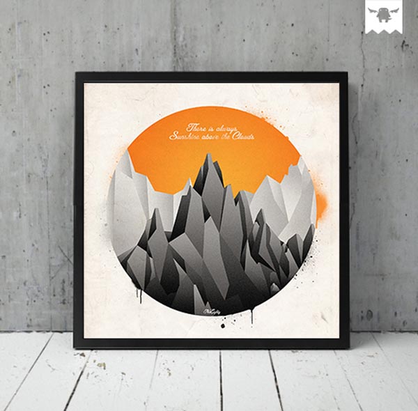 Above the clouds - illustrated graphic art print by Andy