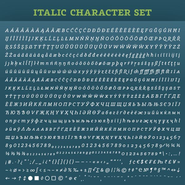 Graublau Slab Pro typeface - roman characters - designed by Georg Seifert