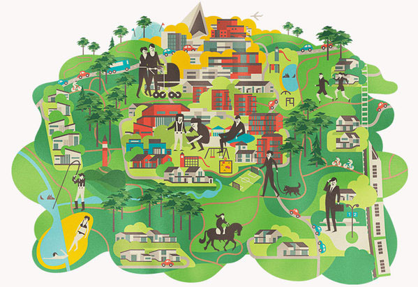 City of Hyvinkää Illustration by Vesa Sammalisto