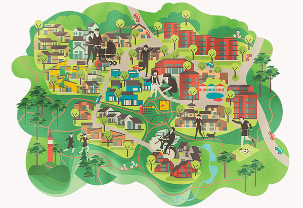 City of Hyvinkää Illustration by Vesa Sammalisto