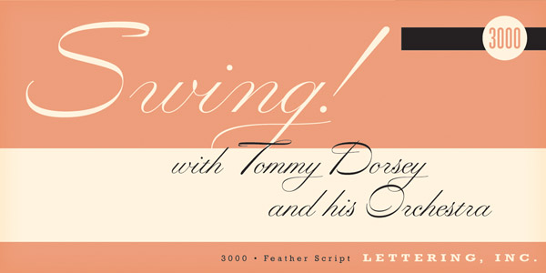 Feather Script - handwritten advertisers script from the mid 1940s