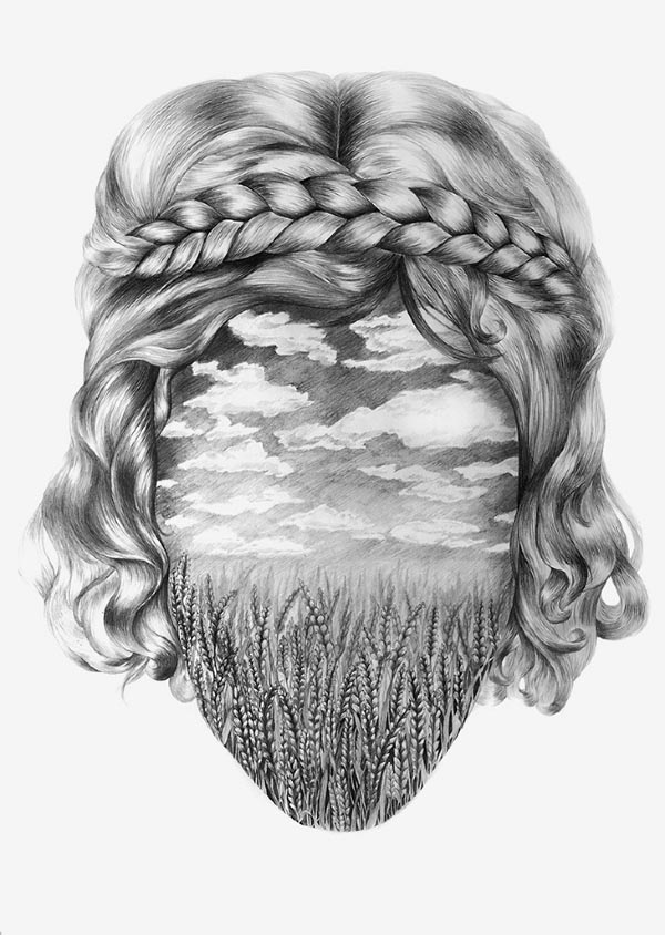 Into the Nature Surreal Portrait Drawing by Eika Into the Nature Surreal Portrait Drawing by Eika