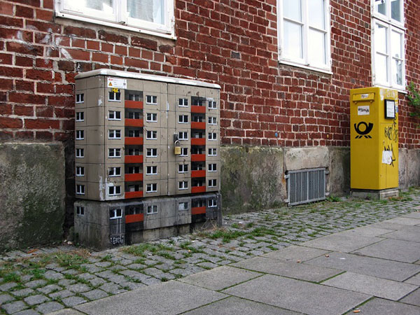 Miniature Apartment Buildings - Street Art by Evol