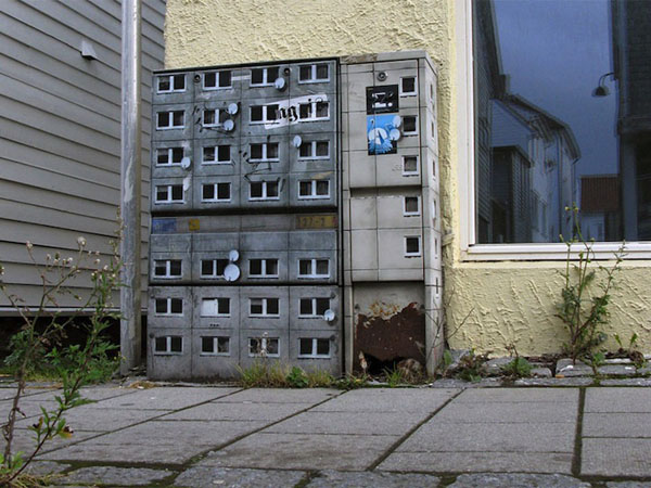 Miniature Apartment Buildings - Street Art by Evol