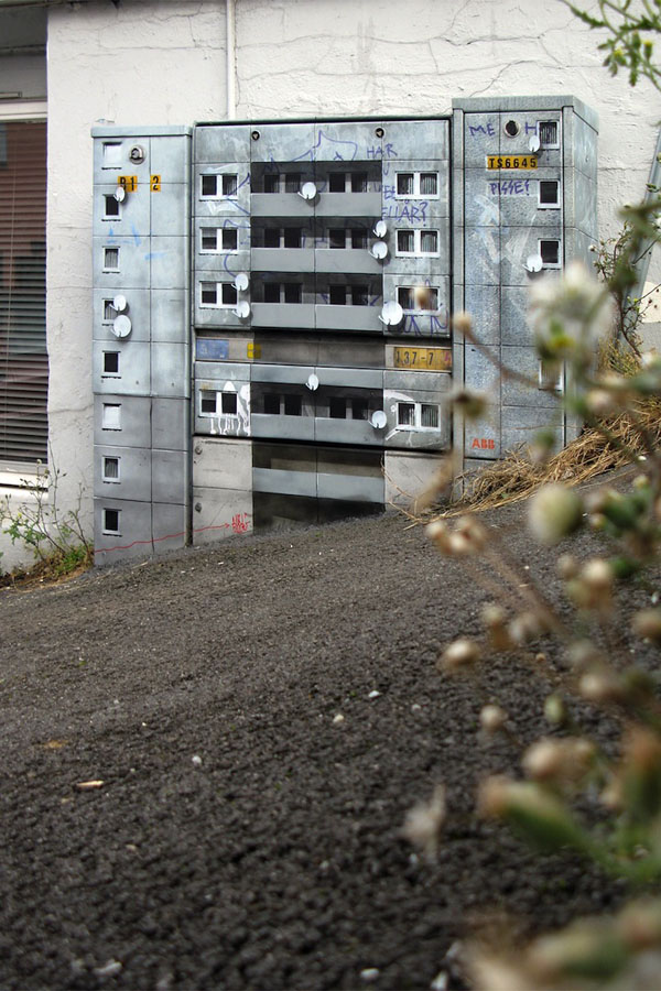 Miniature Apartment Buildings - Street Art by Evol