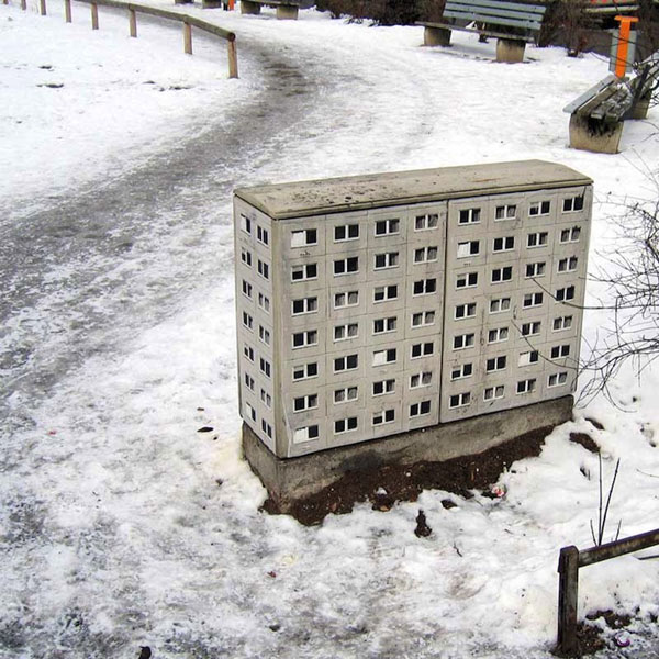 Miniature Apartment Buildings - Street Art by Evol