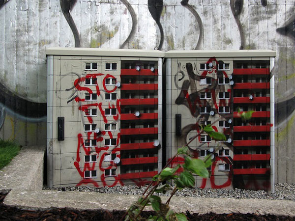 Miniature Apartment Buildings - Street Art by Evol