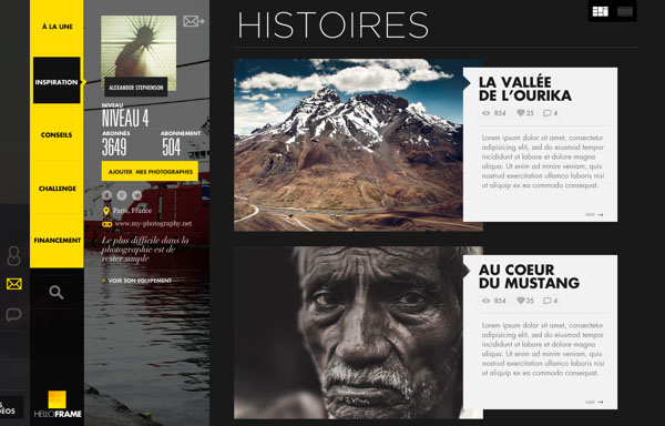 Yellow Frame - Social Photography Website Design by Thomas Ciszewski