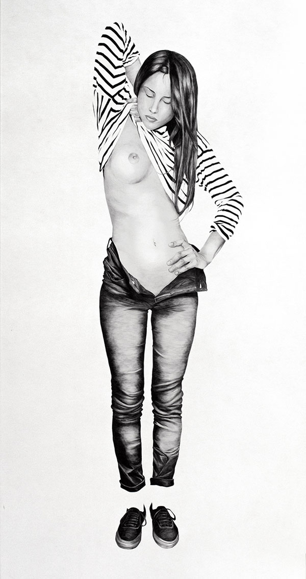Zip - ink on paper artwork by Chamo San