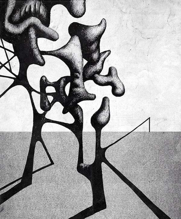 surrealist and abstract drawing by Bora Başkan