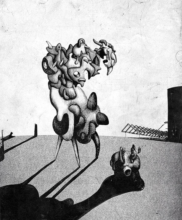 surrealist and abstract drawing by Bora Başkan