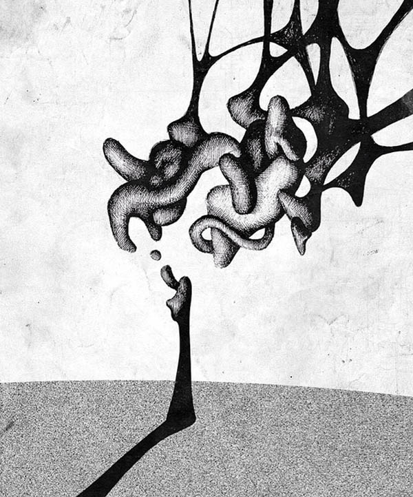 surrealist and abstract drawing by Bora Başkan