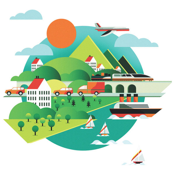 Editorial Illustration by Neil Stevens for Wired magazine on an article on future mobility