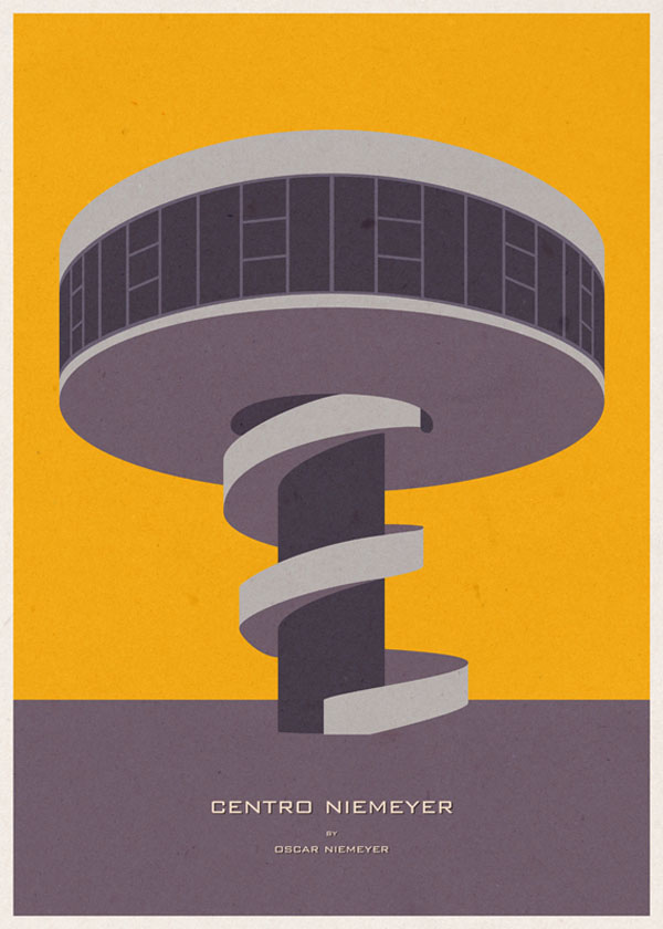 ARCHITECTURE - Spain - Centro Niemeyer - Graphic Poster Illustration by André Chiote ARCHITECTURE - Spain - Centro Niemeyer - Graphic Poster Illustration by André Chiote