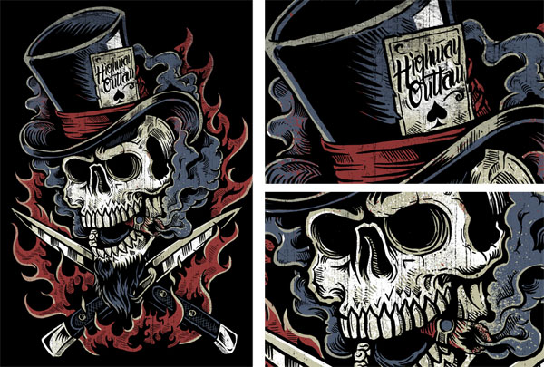 Artwork by Derrick Castle for a brand called Highway Outlaw Artwork by Derrick Castle for a brand called Highway Outlaw