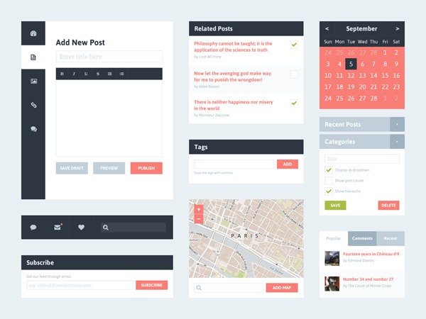 Blog UI - Free PSD of Widgets by Riki Tanone