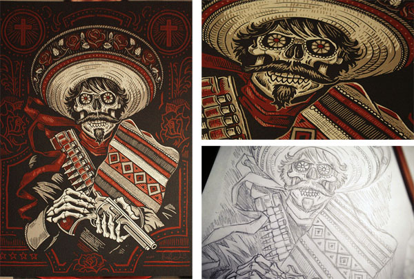 Loco Bandito 3 color Screen Print by Derrick Castle Loco Bandito 3 color Screen Print by Derrick Castle