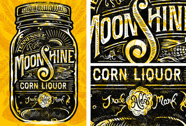Tennessee Moonshine Corn Liquor Print by Derrick Castle Tennessee Moonshine Corn Liquor Print by Derrick Castle