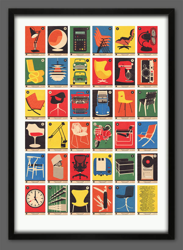 Design Classics A to Z - Retro Poster Illustration from 67 Inc