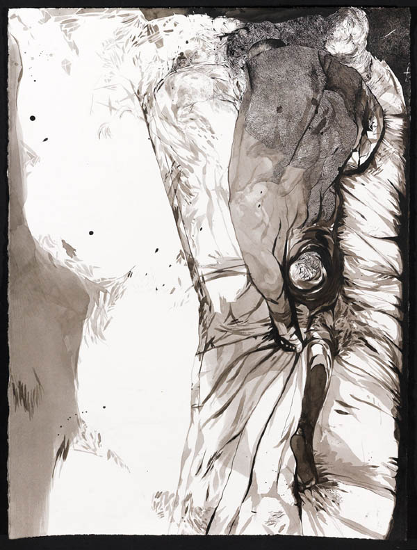 Face Down - Ink on Paper Artwork by Boo Saville
