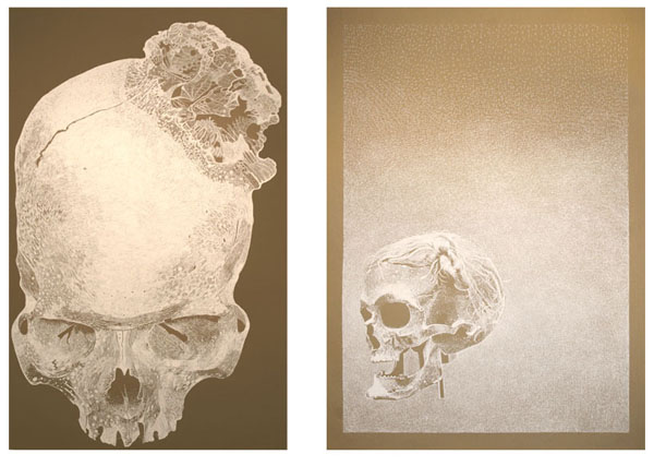 White Ink on Paper Artworks by Boo Saville