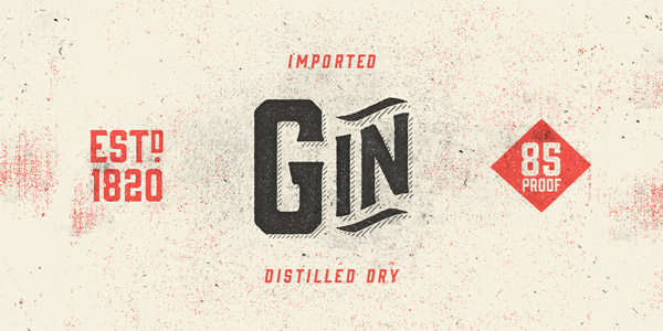 The Gin font family is a vintage display typeface from Hold Fast Foundry.