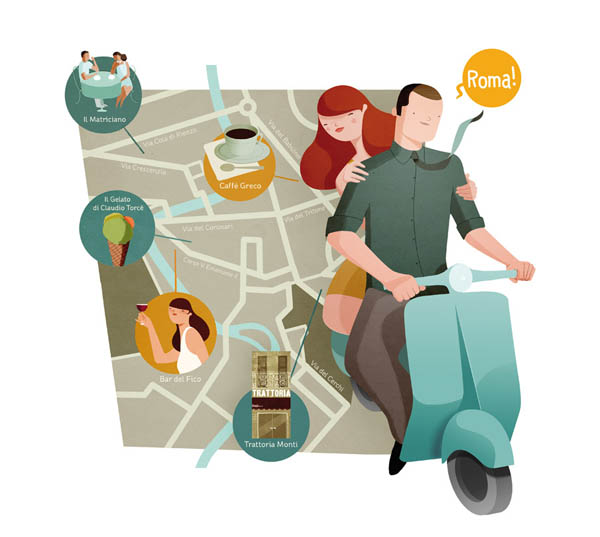Rome Map Illustration by Andrew Lyons