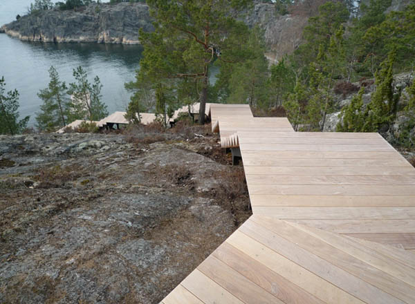Steps down to the bay and docking pier