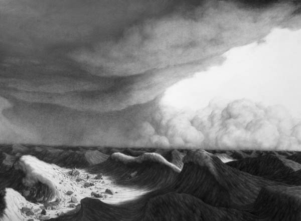 The Melting of the Habbakuk, graphite on paper drawing by Michael Schall