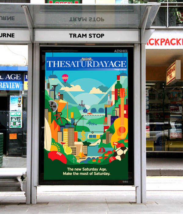 The Saturday Age - Illustration by Simon Bent for Ad Campaign