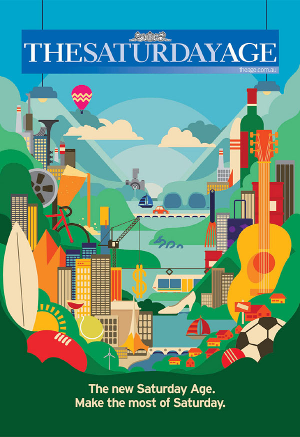 The Saturday Age - Illustration by Simon Bent for Ad Campaign