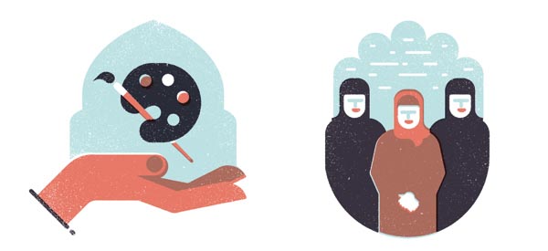 Brownbook - editorial illustrations by MUTI about arts and culture in the Middle East Brownbook - editorial illustrations by MUTI about arts and culture in the Middle East