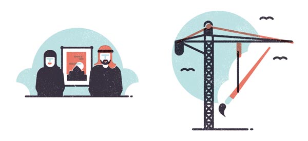 Brownbook - editorial illustrations by MUTI about arts and culture in the Middle East Brownbook - editorial illustrations by MUTI about arts and culture in the Middle East