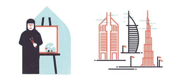 Brownbook - editorial illustrations by MUTI about arts and culture in the Middle East Brownbook - editorial illustrations by MUTI about arts and culture in the Middle East