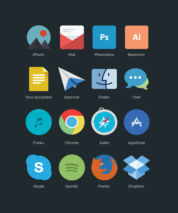 Free flat program icons by Applove
