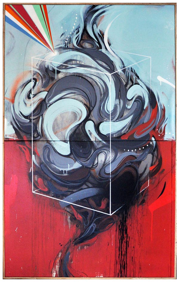 Reality Shift - house paint and spray paint on canvas - artwork by Erik Otto