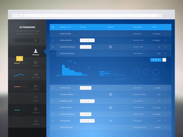 Ultramarine Admin Site - UI Design by Cosmin Daniel Capitanu