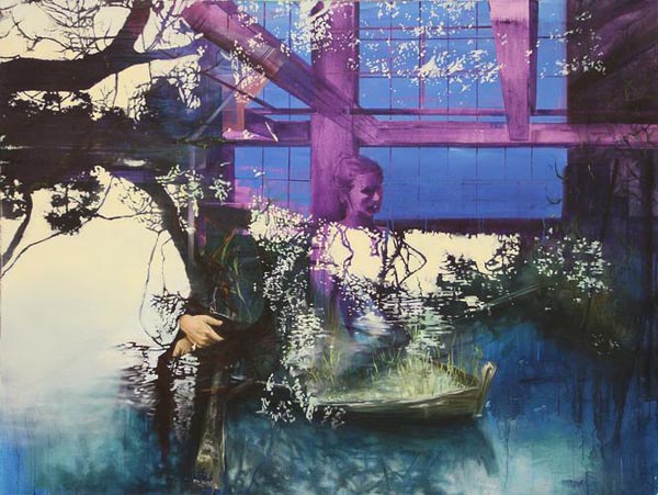 Up here, losing it - acrylic and oil on canvas by Lorella Paleni Up here, losing it - acrylic and oil on canvas by Lorella Paleni