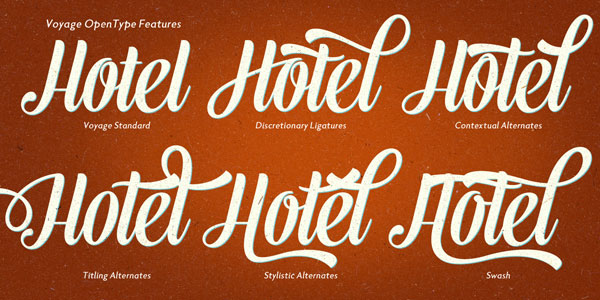 Voyage font OpenType features