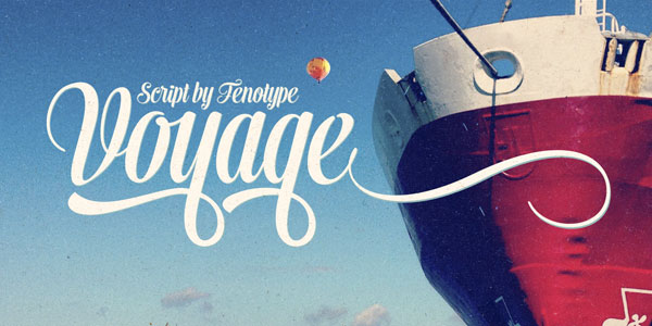 Voyage smooth and friendly vintage script font family by Fenotype