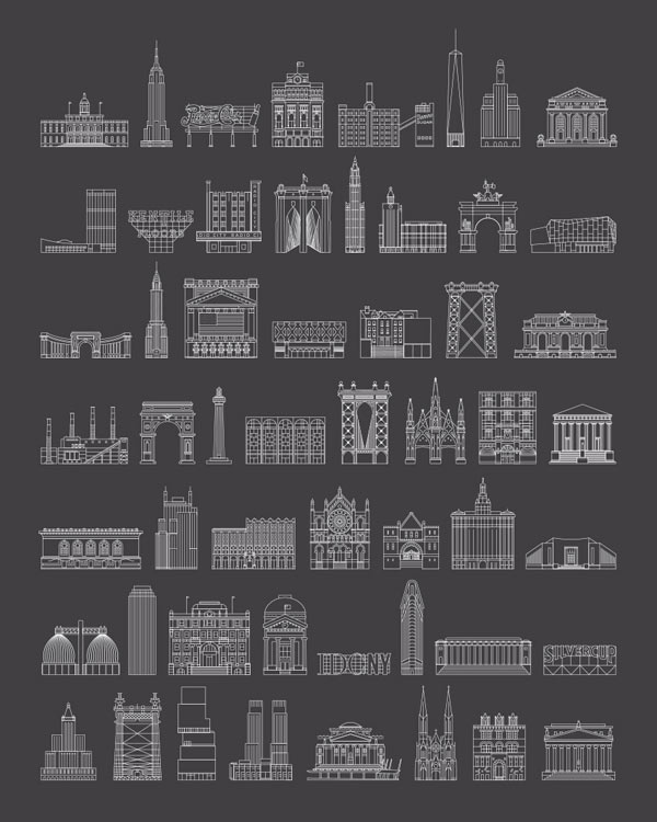 WalkNYC Wayfinding System - Illustrated Buildings