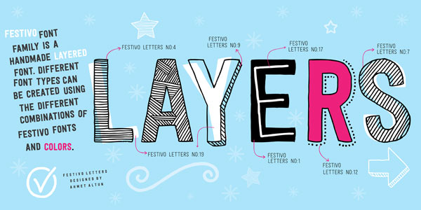 Festivo Letters - differnt styles and layers