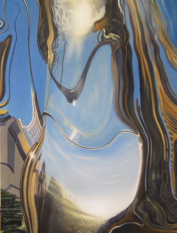Pillars - Distorted Urban Oil Painting by Erik Nieminen