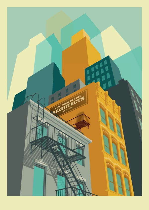 Tribeca - New York City Illustration by Remko Heemskerk