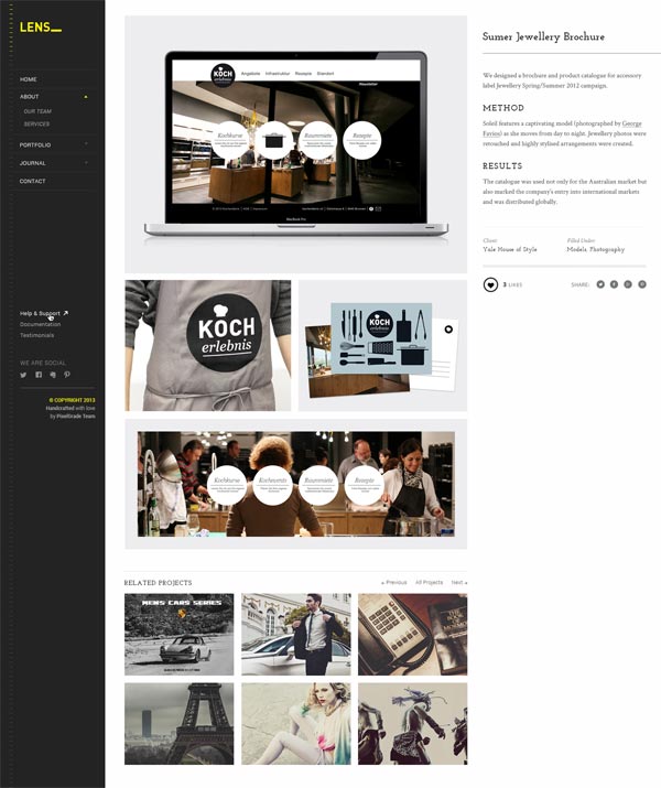 Lens Portfolio Project Page with Sidebar