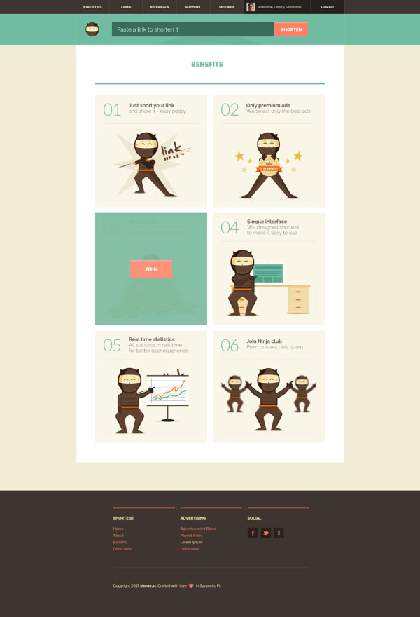 shorte.st - Web Design by Dawid Legierski